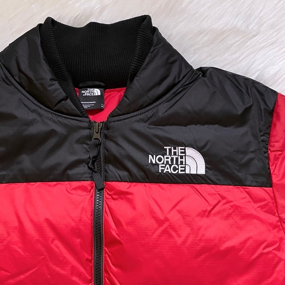 The North Face Men’s Nordic Bomber 700 Down Puffer Jacket In Red - Picture 2 of 8